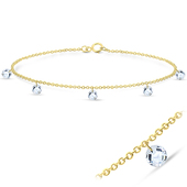 Gold Plated Glittering Round Crystal Anklet ANK-251-5-GP